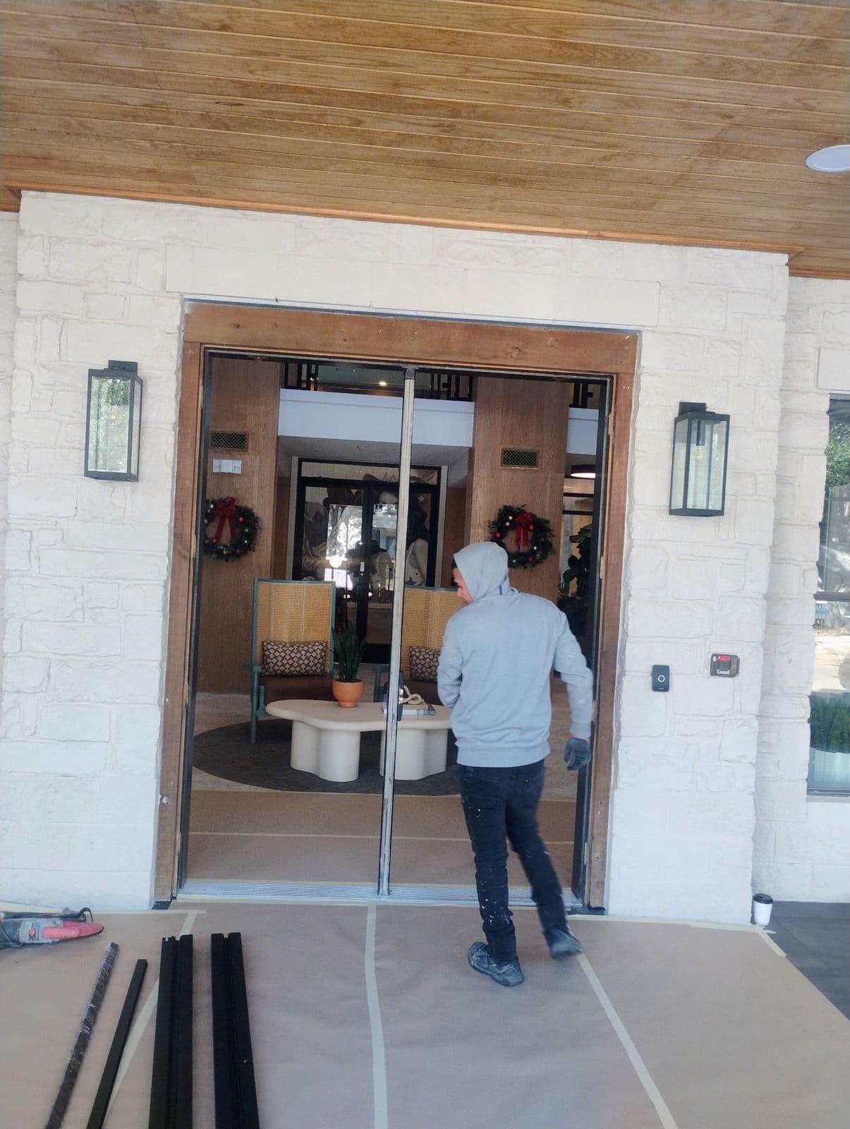 Gallery photos for Sleek Black Glass Doors Installed for Apartment Office: Image #1